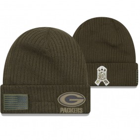 Green Bay Packers Olive Cuffed 2018 Salute To Service Knit Hat - Men's