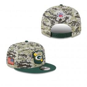 Youth Green Bay Packers Camo Green 2023 NFL Salute To Service 9FIFTY Snapback Hat