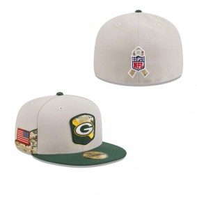 Men's Green Bay Packers Stone Green 2023 NFL Salute To Service 59FIFTY Fitted Hat