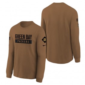 Youth Green Bay Packers Brown 2023 NFL Salute To Service Long Sleeve T-Shirt