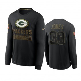 Green Bay Packers Aaron Jones Black 2020 Salute To Service Sideline Performance Long Sleeve T-shirt