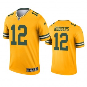 Green Bay Packers Aaron Rodgers Gold 2021 Inverted Legend Jersey