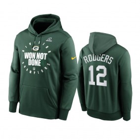 Green Bay Packers Aaron Rodgers Green 2020 NFC North Division Champions Trophy Collection Pullover Hoodie