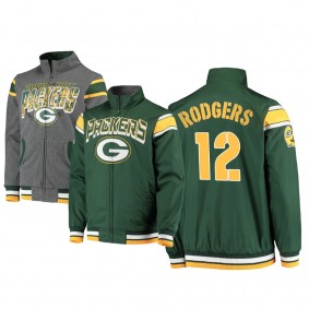 Green Bay Packers Aaron Rodgers Green Charcoal Offside Reversible Full-Zip Jacket