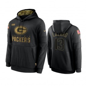 Green Bay Packers Allen Lazard Black 2020 Salute To Service Sideline Performance Pullover Hoodie