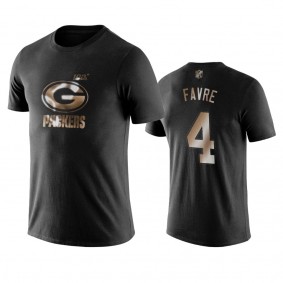 Brett Favre Green Bay Packers Black Golden 100th Season Name & Number T-Shirt