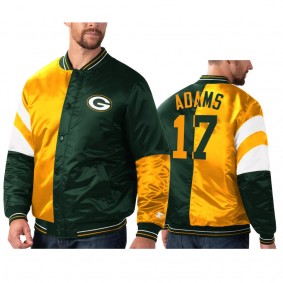 Green Bay Packers Davante Adams Green Gold Split Leader Varsity Jacket