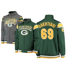 Green Bay Packers David Bakhtiari Green Charcoal Offside Reversible Full-Zip Jacket
