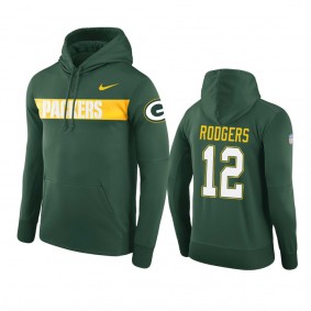 Green Bay Packers #12 Aaron Rodgers Green Nike Pullover Sideline Team Hoodie - Men's