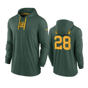 Men's Green Bay Packers A.J. Dillon Green Hoodie Tri-Blend Sideline Performance T-Shirt