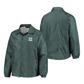 Men's Green Bay Packers Green Coaches Classic Raglan Full-Snap Windbreaker Jacket