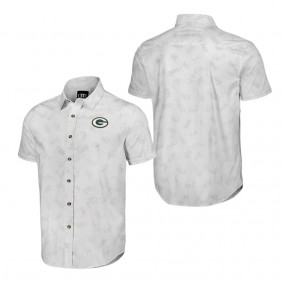 Men's Green Bay Packers NFL x Darius Rucker Collection by Fanatics White Woven Short Sleeve Button Up Shirt