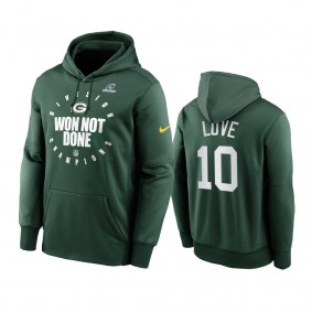 Green Bay Packers Jordan Love Green 2020 NFC North Division Champions Trophy Collection Pullover Hoodie