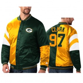 Green Bay Packers Kenny Clark Green Gold Split Leader Varsity Jacket