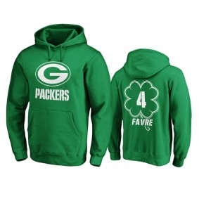 Men's Green Bay Packers Brett Favre Green St. Patrick's Day White Logo Pullover Hoodie