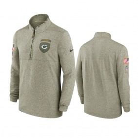 Men's Green Bay Packers Olive 2022 Salute To Service Shield Quarter-Zip Jacket