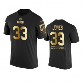 Green Bay Packers #33 Aaron Jones Metall Dark Nike Golden Special T-Shirt - Men