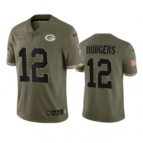 Green Bay Packers Aaron Rodgers Olive 2022 Salute To Service Jersey