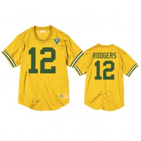 Green Bay Packers Aaron Rodgers Gold Throwback 75th Anniversary Jersey