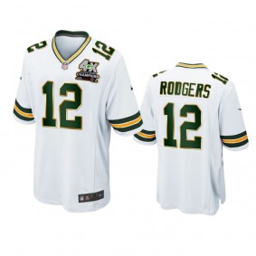 Green Bay Packers Aaron Rodgers White 4X Super Bowl Champions Patch Game Jersey