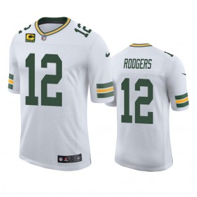 Green Bay Packers Aaron Rodgers White Vapor Limited Captain Patch Jersey