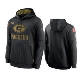 Green Bay Packers Black 2020 Salute to Service Sideline Performance Pullover Hoodie