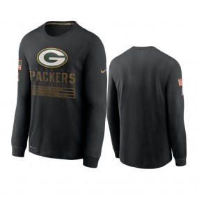 Green Bay Packers Black 2020 Salute to Service Sideline Performance Long Sleeve T-Shirt