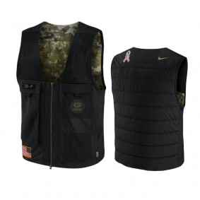Men's Green Bay Packers Black Camo 2020 Salute to Service Logo Utility Full-Zip Vest
