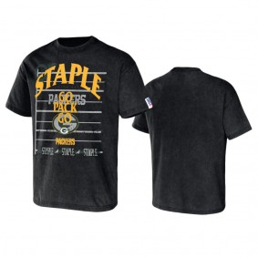 Green Bay Packers Black Staple Throwback Vintage Wash T-Shirt
