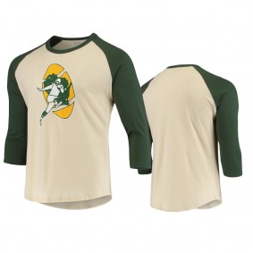 Men's Green Bay Packers Cream Green Gridiron Classics Raglan T-Shirt