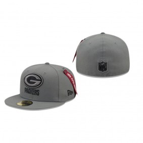Green Bay Packers Gray Alpha Industries 59FIFTY Fitted Hat
