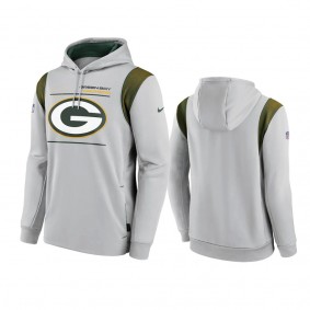 Green Bay Packers Gray Sideline Logo Performance Pullover Hoodie