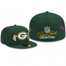 Green Bay Packers Green 4x Super Bowl Champions Count The Rings 59FIFTY Fitted Hat