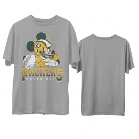 Men's Packers Junk Food Disney Mickey QB Heathered Gray T-Shirt