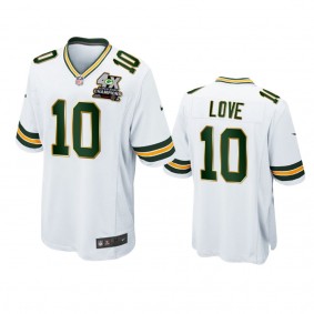 Green Bay Packers Jordan Love White 4X Super Bowl Champions Patch Game Jersey