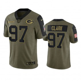 Green Bay Packers Kenny Clark Olive 2021 Salute To Service Limited Jersey
