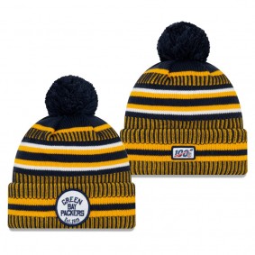 Green Bay Packers Navy Gold 2019 NFL Sideline Home Sport Knit Hat