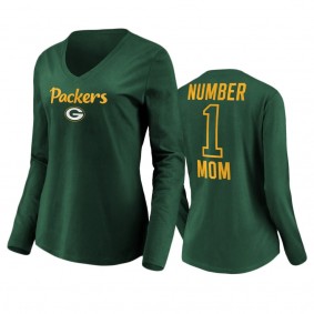 Women's Green Bay Packers Green Mother's Day #1 Mom Long Sleeve T-Shirt