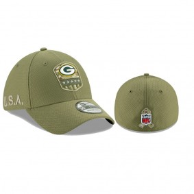 Green Bay Packers Olive 2019 Salute to Service Sideline 39THIRTY Flex Hat