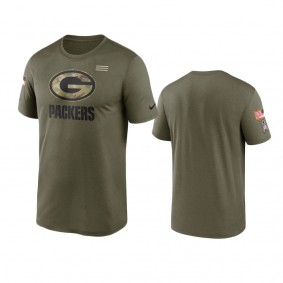 Green Bay Packers Olive 2021 Salute To Service Legend Performance T-Shirt