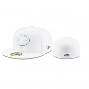 Green Bay Packers White 2019 NFL Sideline Platinum 59FIFTY Fitted Hat