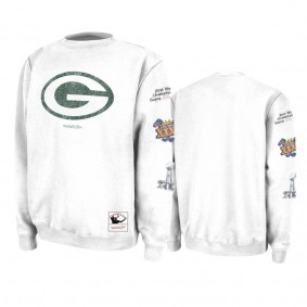Green Bay Packers Mitchell & Ness White Rings VIP Champions Pullover Sweater