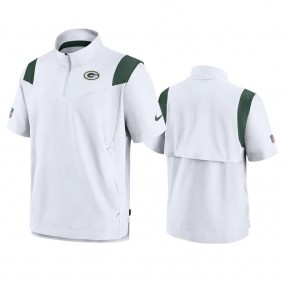 Green Bay Packers White Sideline Coaches Quarter-Zip Jacket
