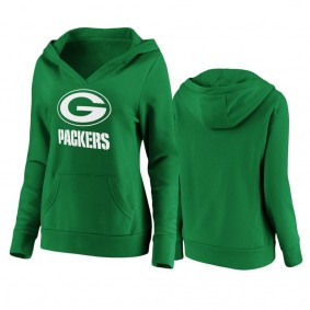 Women's Green Bay Packers Green St. Patrick's Day White Logo Pullover Hoodie
