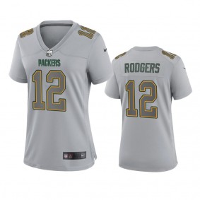 Women's Green Bay Packers Aaron Rodgers Gray Atmosphere Fashion Game Jersey