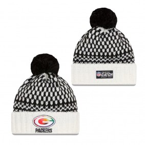 Women's Green Bay Packers Black White 2023 NFL Crucial Catch Cuffed Pom Knit Hat