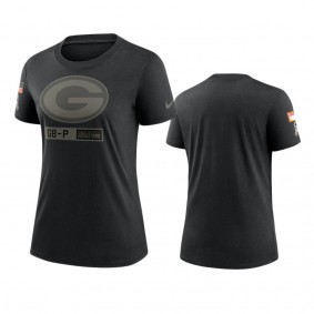 Women's Green Bay Packers Black 2020 Salute to Service Performance T-Shirt