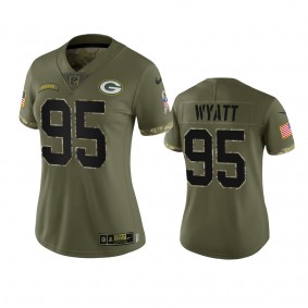 Women's Green Bay Packers Devonte Wyatt Olive 2022 Salute To Service Limited Jersey