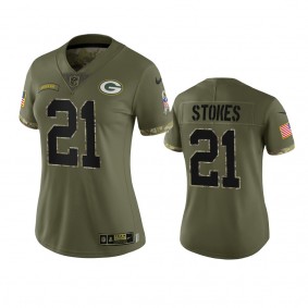 Women's Green Bay Packers Eric Stokes Olive 2022 Salute To Service Limited Jersey