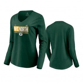Women's Green Bay Packers Green 2021 NFC North Division Champions Blocked Favorite Long Sleeve T-Shirt